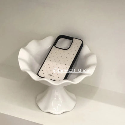 Korean Ins Sweet Girl Black Wave Dot Creative Cute Gentle Phone Case For iPhone 17 Air 16 15 14 13 12 11 Pro Max Plus Y2K Cover