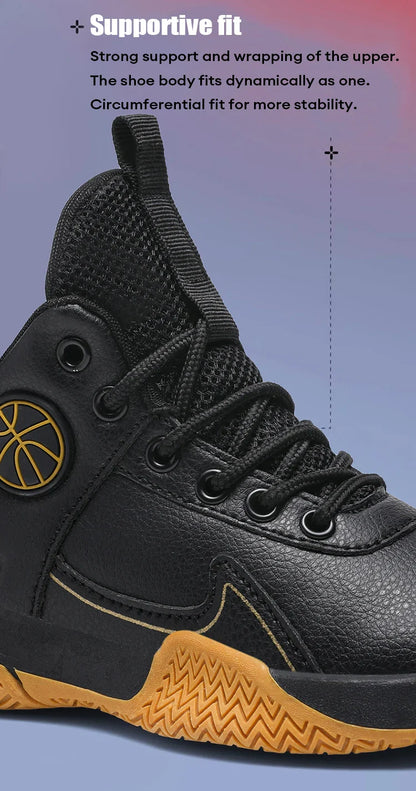 New Children's Casual Sneakers Fashion Black Kids Shoes Basketball Leather Sneakers For Boy Sports Tenis Size 31-40