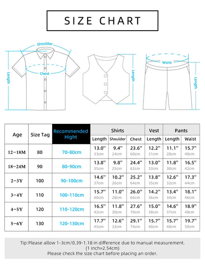 Baby Boy Clothes Toddler Wedding Suit Set Kids Birthday Party Outfit Gemtleman Formal Short Sleeve Cotton Clothing Set 3PCS
