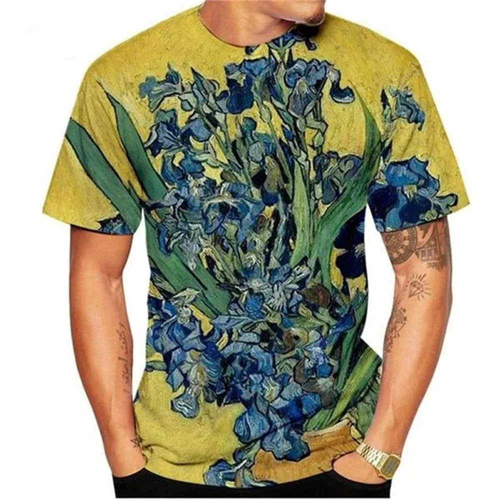 2026 Summer Vincent Van Gogh Art the Starry Night 3D Printed T-Shirt Men Women Causal Retro Short Sleeve Tee Tops Kids Clothing