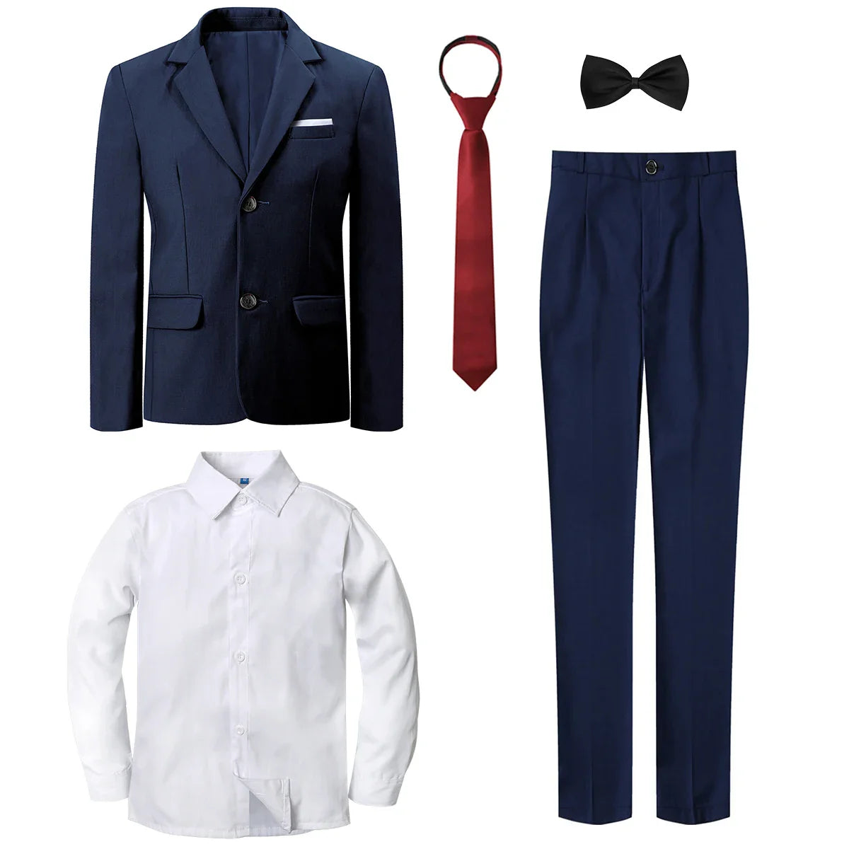 Boys Suit Kids Wedding Tuxedo Easter Birthday Party Gift Formal Perform Outfit Set Pants + Blazer + Dress Shirt + Necktie 4PCS