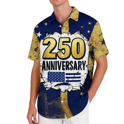 Patriotic American Flag Print Mens 250 Years of Freedom Raglan T Shirt Waffle V Neck Short Sleeve Casual Tops