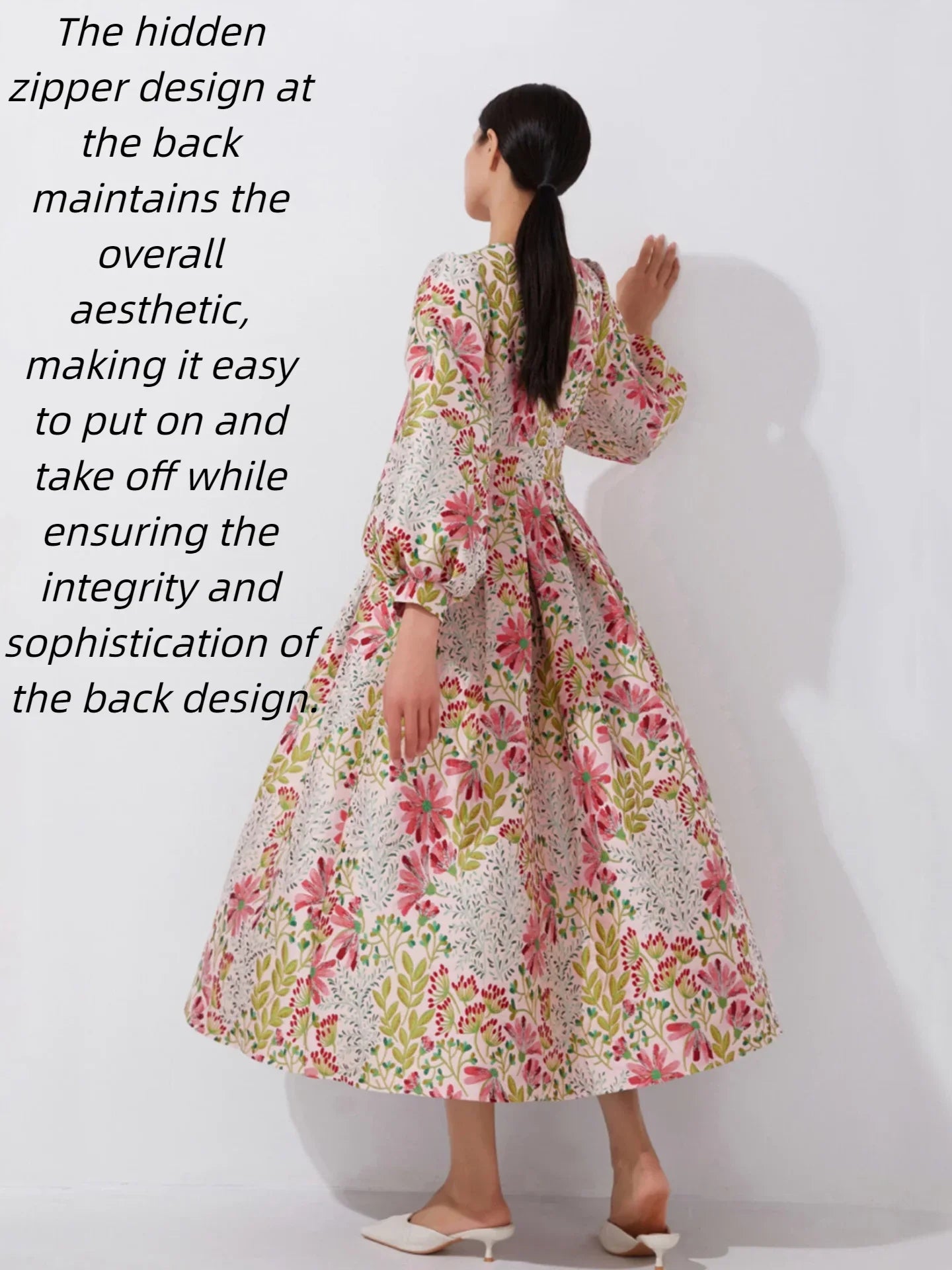 Winter and autumn luxurious and elegant lantern-sleeved wide-sleeved formal evening dress for banquets, wedding guests' attire