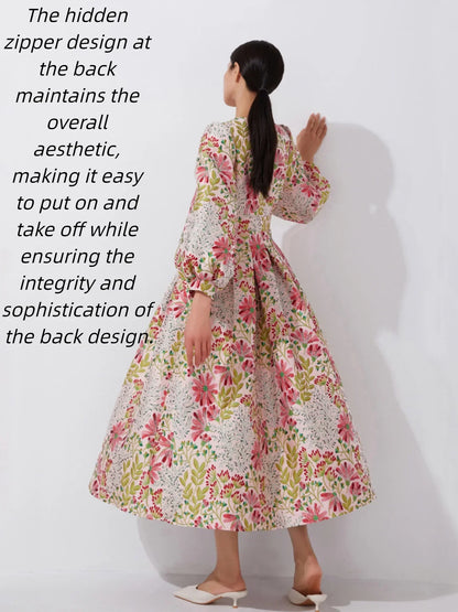Winter and autumn luxurious and elegant lantern-sleeved wide-sleeved formal evening dress for banquets, wedding guests' attire