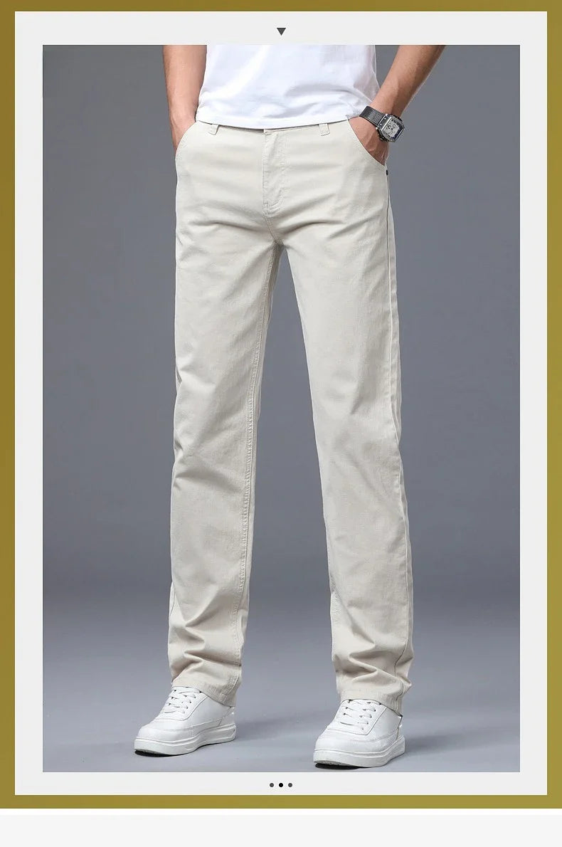 Men's Straight Leg Jeans Slim Fit Stretch Comfort Denim Pants Korean Casual Fashion Minimalist Business Male Daily Trousers