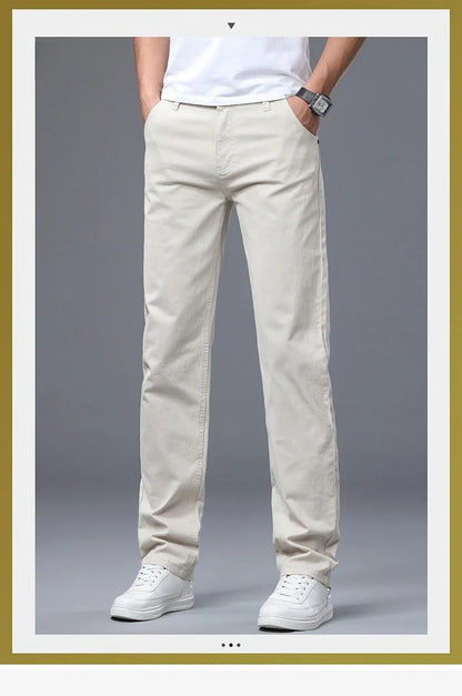 Men's Straight Leg Jeans Slim Fit Stretch Comfort Denim Pants Korean Casual Fashion Minimalist Business Male Daily Trousers