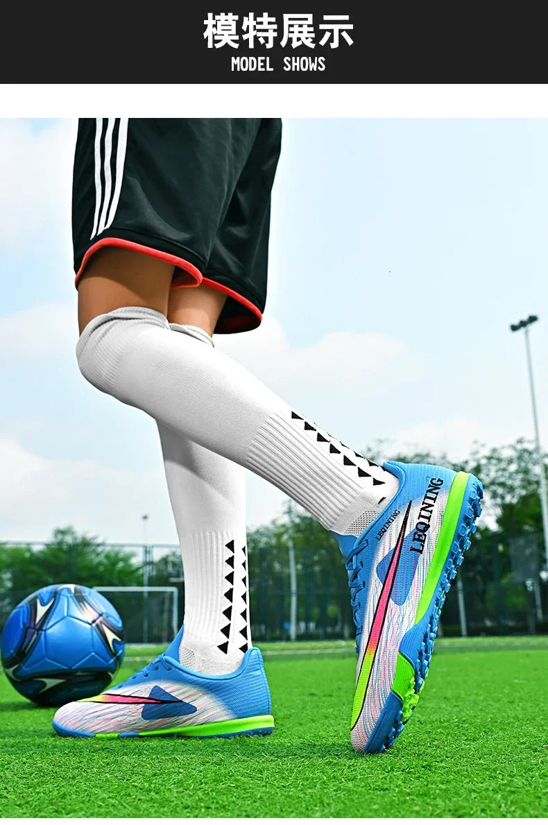New Men Football Boots Outdoor Non Slip Match Boys Breathable Soccer Shoes Sport Adult Cleats Training Long Spikes Comfortable