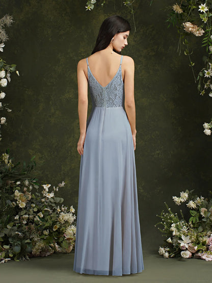 Elegant Sleeveless Lace Back 2024 New Long Formal Evening Dresses With V Neck Party Prom Gowns Robe De Soiree Longue