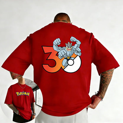 30th Anniversary Machamp Printed T-shirt Summer New Men's and Women's Loose Casual Hip Hop Trendy Short Sleeve Top