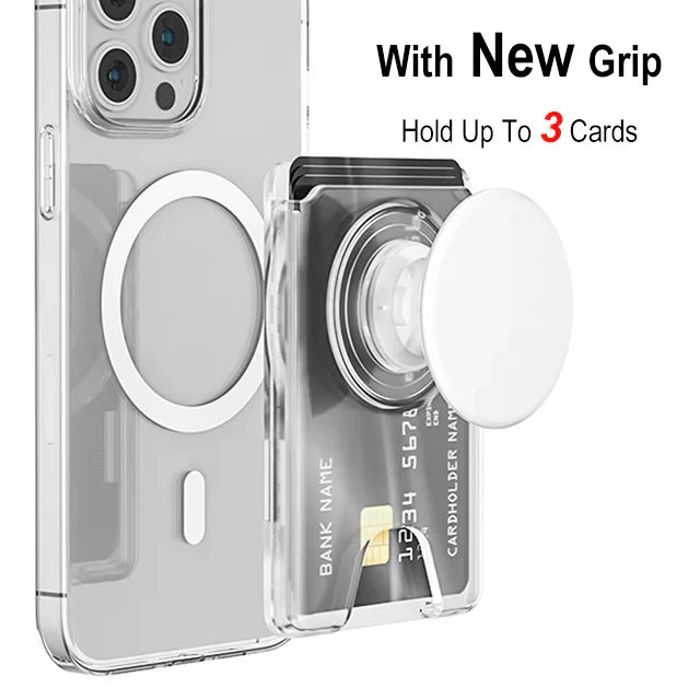 Universal Magnetic Wallet With Expanding Phone Grip,Phone Card Holder Solid SocketWallet For IPhone Samsung Wallets