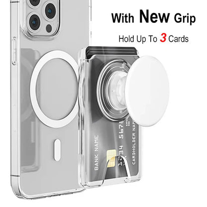 Universal Magnetic Wallet With Expanding Phone Grip,Phone Card Holder Solid SocketWallet For IPhone Samsung Wallets
