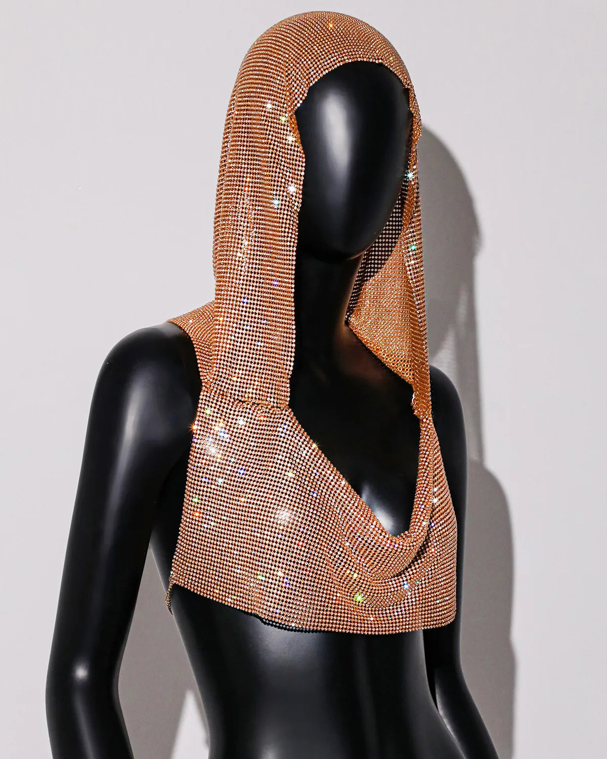2025 Summer New Rhinestone Hooded Crop Top Sexy Deep V Neck Backless Sleeveless Glitter Tank Top Rave Nightclub Party Camisole