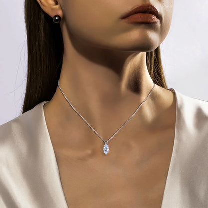 2-5ct Marquise Moissanite Necklace 0.5-3ct Earrings 925 Sterling Silver 18k Gold Plated Wedding Jewelry Set for Woman
