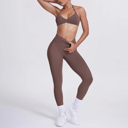 Women 2pcs Patchwork Sport Yoga Suit Training Sleeveless Sport Gym Tops Tummy Control Slimming Booty Leggings Yoga Suit Sports