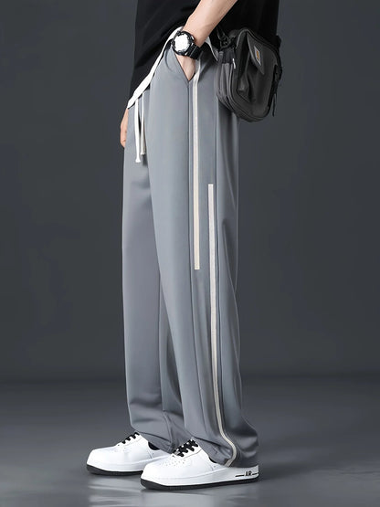 Men's summer sweatpants with drawstrings and pockets, quick-drying loose fit, smart casual jogging bottoms for outdoor activitie