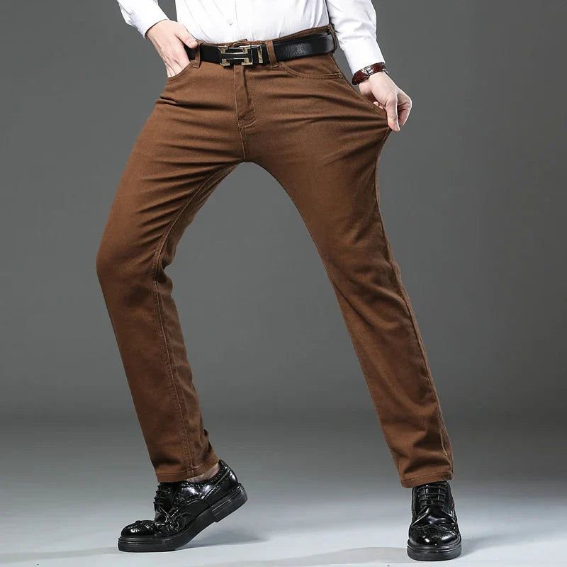 Men's New 92% Cotton Spring Autumn Jeans Stretch Straight Fashion Business Office Trousers Male Casual Plus Size Denim Pants