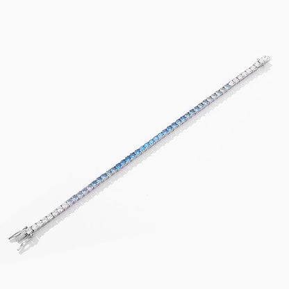 2024 Original Full 3mm Red Zircon Tennis Bracelet for Women S925 Silver Sea Blue High Carbon Gemstone Link Bracelets Gift