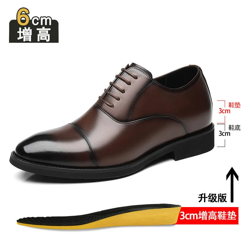 2026 Height Increase 8cm Leather Shoes Men Business Leather Wedding Shoes Men