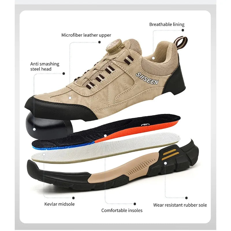 New men's safety shoes, puncture resistant work shoes, men's protective shoes, wear-resistant work boots  Tactical Boots