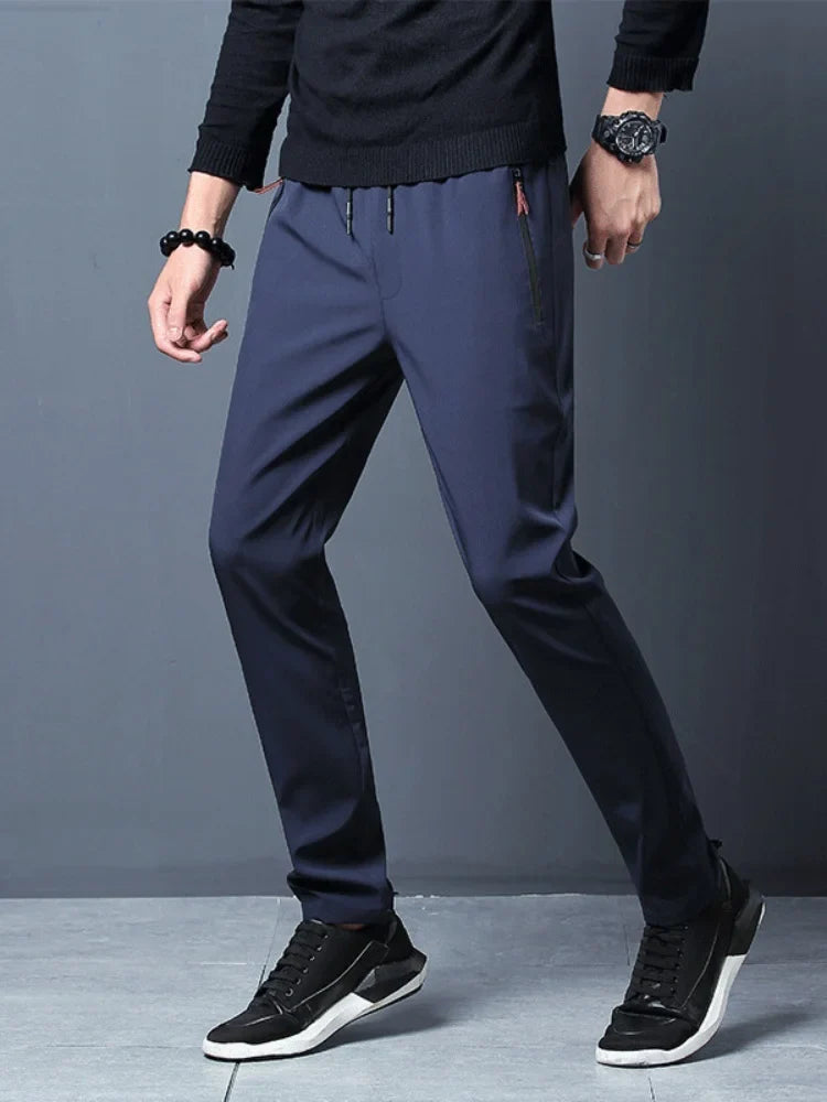 Men's Pants 2025 Summer New Black Gray Thin Business Casual Pants Outdoor Elastic Breathable Straight Leg Sweatpants