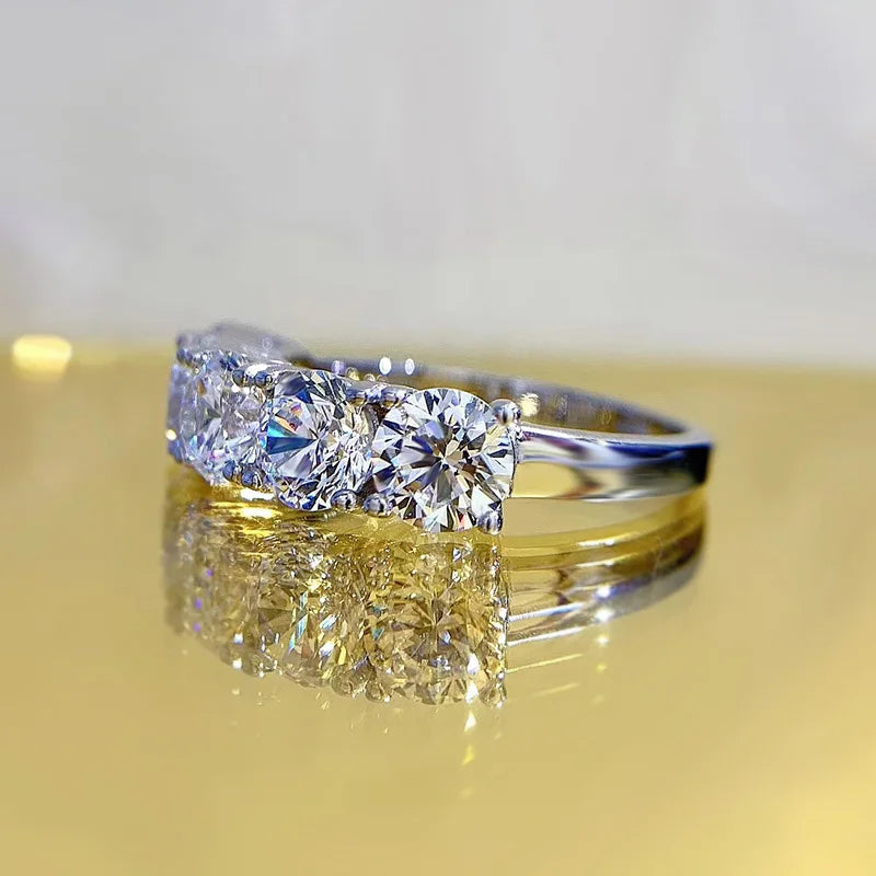 5mm 6.5mm Full Moissanite Ring for Women S925 Sterling Silver Eternity Sparkling Diamond Band Wedding Rings Jewelry