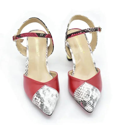 New Design Italian Shoe and Bag Set for Party In Women Ladies Shoes and Sandals Snake Print Heels Wedding Shoes for Women Bride