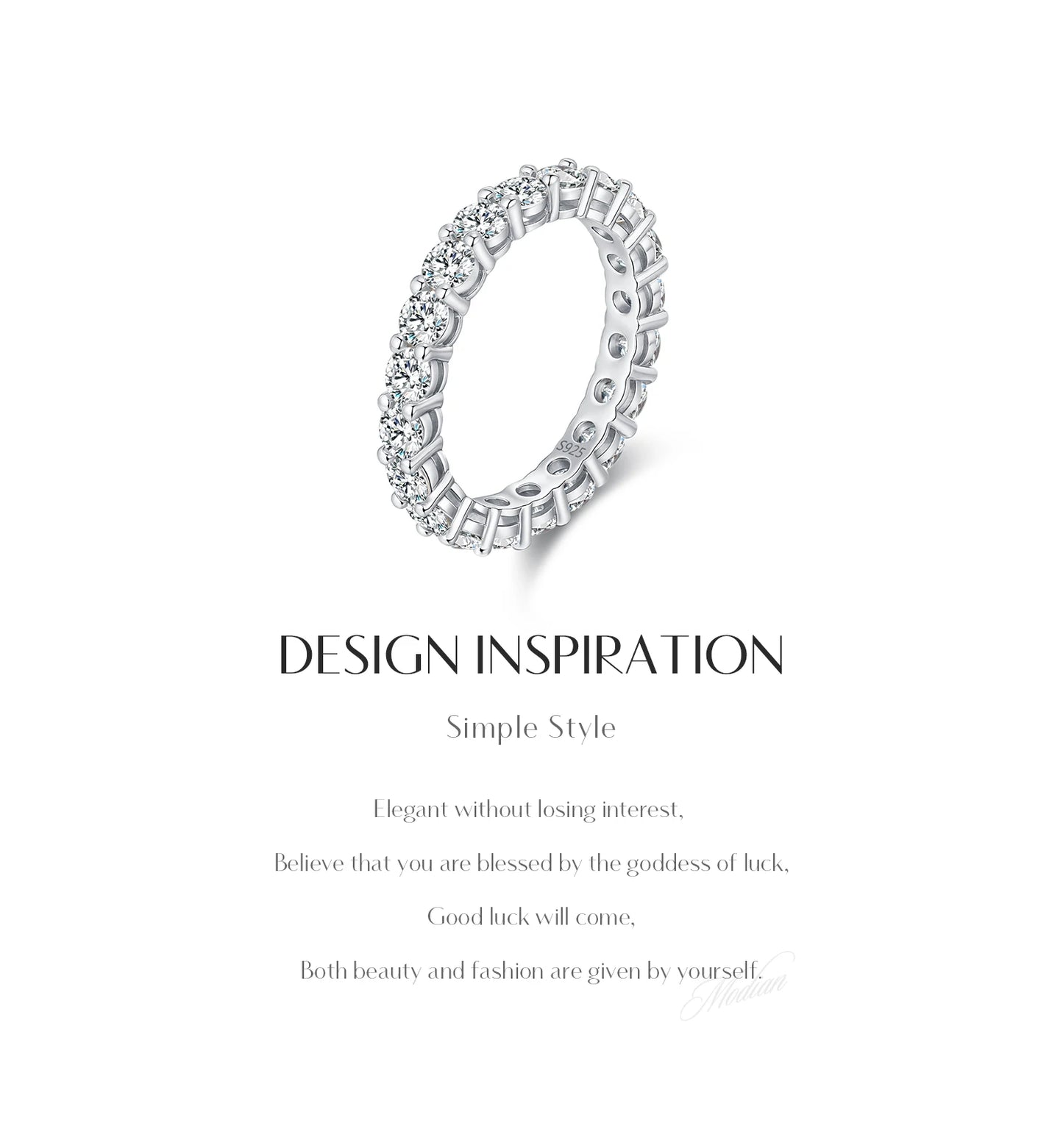 D Color Moissanite Eternity Band Rings 925 Sterling Silver Luxury Stackable Fashion Ring For Women Fine Jewelry