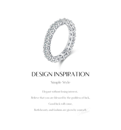 D Color Moissanite Eternity Band Rings 925 Sterling Silver Luxury Stackable Fashion Ring For Women Fine Jewelry