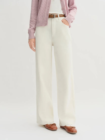 Women's Straight Leg Jeans - High Waist Stretch Denim Pants