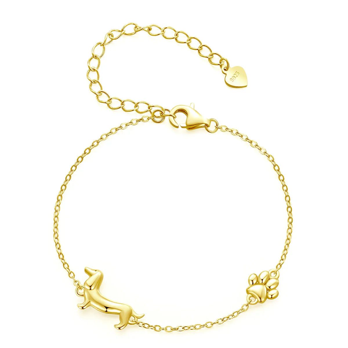 Solid 925 Sterling Silver Cute Cat / Dog Chain Bracelet for Women Delicate Jewelry Pet Bracelet for Gift SCB290