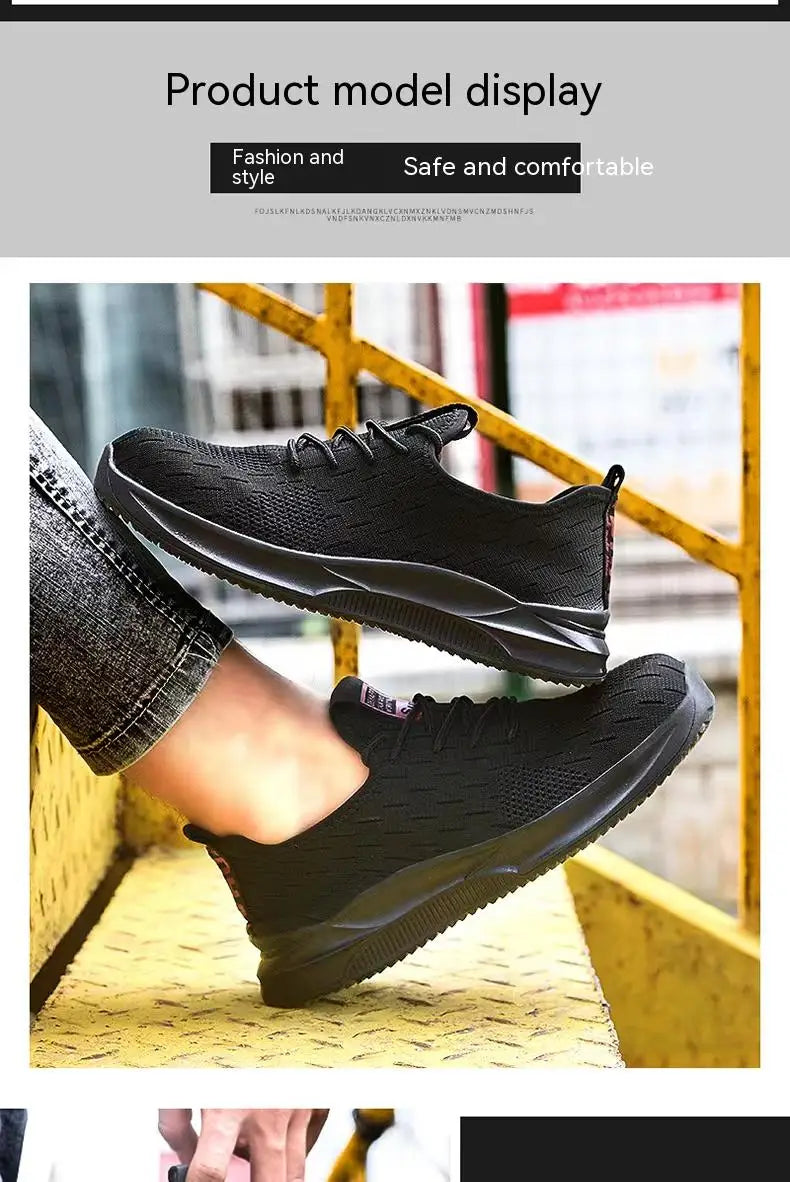 Mens Safety Shoes Breathable Steel Toe Cap Boots Anti-smashing Anti-smash Safety Work Shoes Lightweight Men Women Work Sneaker