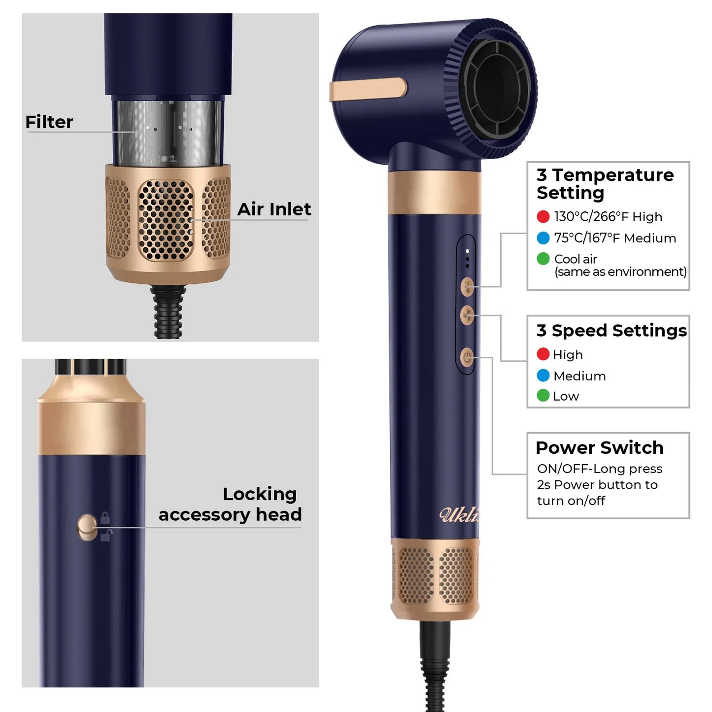 Hair Dryer Brush 7 in 1, Air Styler Set with Curling Iron, Round Brush, Straightener for Women