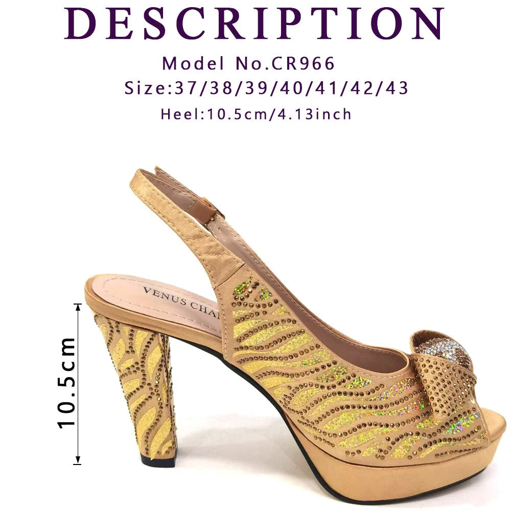 Elegant Fashion Peep Toe High Heels Laser-striped Sequin Rhinestone Women's Party Shoes and Bags 2026 Italian Design