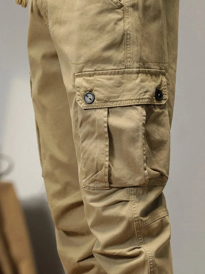 2025 New Multi-Pockets Spring Summer Cargo Pants Men Streetwear Zipper Leg Skinny Work Joggers Cotton Casual Tactical Trousers
