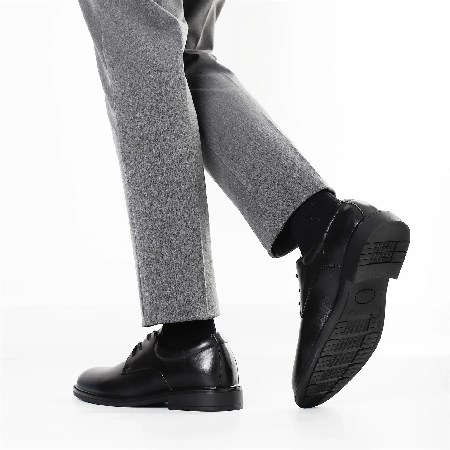 Men's Black Formal Dress Shoes Genuine Cow Leather Derby Shoes Pigskin Lined Ultra Soft Rubber Sole Formal Footwear