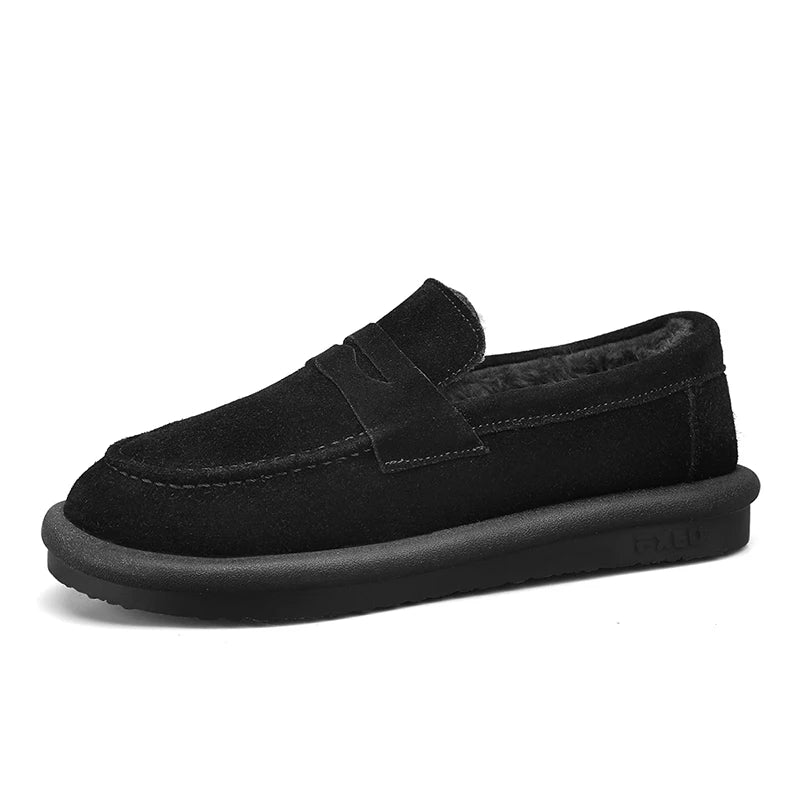 Winter Fashion Plush Men Loafers Outdoor Warm Men's Cotton Shoes Low-Top Casual Man Snow Boots with Fur Slip on Walking Footwear