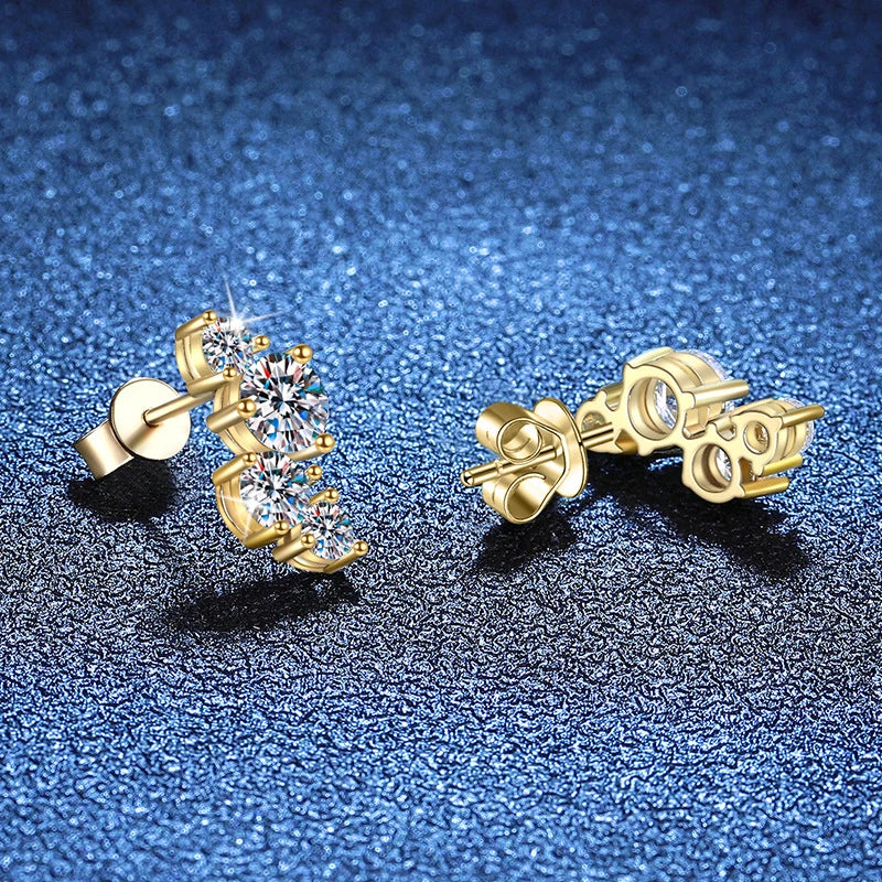Full Moissanite Stud Earring for Women D VVS1 Sparkling Lab Diamond 925 Sterling Silver Eattings Ear Studs Luxury Jewelry