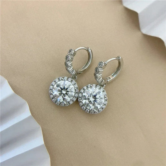 3ct Moissanite Diamond Drop Earrings for Women Lab Diamond 925 Sterling Silver with Gold Plated Wedding Party Jewelry
