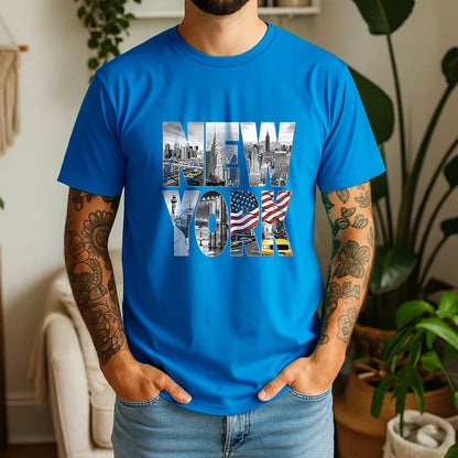New Summer 100% Cotton T-Shirt New York City Landmark Letter Retro American Street Style Oversized Breathable Short Sleeve