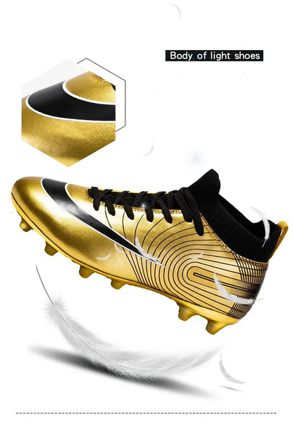 Men Football Boots Children Soccer Cleats Professional Golden Football Shoes for Boys Kids Indoor Soccer Shoes