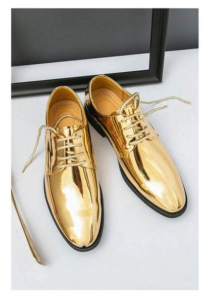 Luxury Silver Dress Shoes Man Patent Leather Shoes Large Size 50 Wedding Shoes Men Pointed toe Party Shoes Designer Formal Shoes