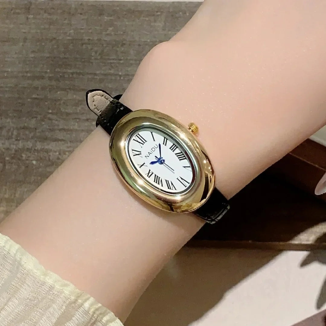 Fashion Oval Dial Women's Watch Casual Leather Band Analog Quartz Watches Female Wristwatch Dropshipping Clock Reloj De Mujer