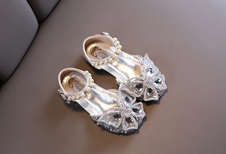 Kids Sandals for Girls Spring Summer Children Rhinestone Butterfly Dress Flat Sandals Fashion Causal Princess Pearl Single Shoes