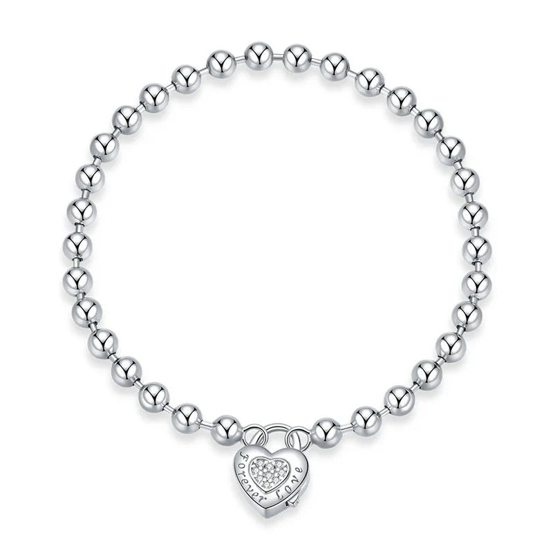 Silver Bead Chain Bracelet 925 Sterling Silver Simple Love Chain Women Fashion Basic Bracelets SCB203
