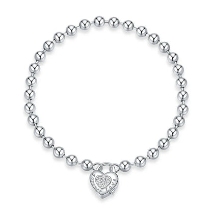 Silver Bead Chain Bracelet 925 Sterling Silver Simple Love Chain Women Fashion Basic Bracelets SCB203