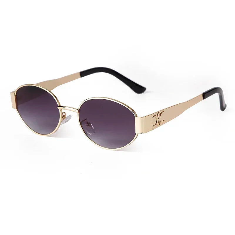 Sunglasses for Women Retro Metal Oval Men Luxury Brand Designer