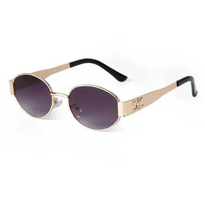 Sunglasses for Women Retro Metal Oval Men Luxury Brand Designer