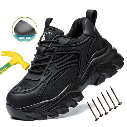 Indestructible Safety Shoes Women Work Sneakers Lightweight Security Boots Anti-smash Puncture-Proof Work Boots Steel Toe Shoes