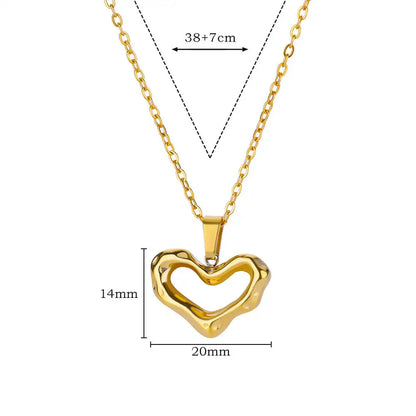 Stainless Steel Love Heart Pendant Necklace For Women Fashion Gold Color Flower Necklace Couple Aesthetic Jewelry Accessories