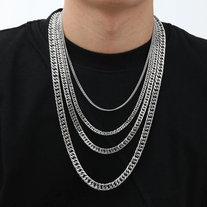 3/5/7/9mm Thick Cuban Chain Necklaces for Men Women,Simple Miami Curb Links Collar,Waterproof Stainless Steel Unisex Chain
